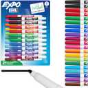EXPO Dry Erase Markers, Low Odor Ink, Assorted Colors, Fine Tip, 21 Count - Whiteboard, Essential Supplies for Office, School, Classroom, Teachers
