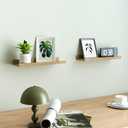 Floating Shelves for Wall Decor, Wall Mounted Wood Storage Shelf for Bedroom, Living Room, Bathroom, Kitchen, Nursery, Display Picture Ledge Shelf with Lip Set of 2-14 Inches, Oak