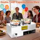 Soup Warmer, 2X7.4QT Stainless Steel Round Pot Food Warmer, 86°F~185°F Adjustable, 1200W Commercial Bain Marie with Drain Faucet, Buffet Warmer Steam Table for Restaurant Catering Parties