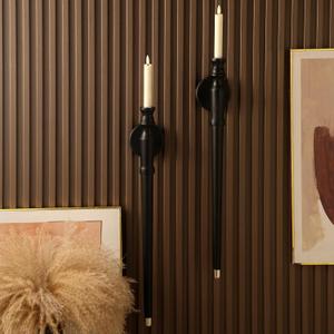 Wall Candle Sconces Set of Two, Wooden Candle Holder. Black Sconces Decor Set of 2. Taper Candle Sconce. Wall Set of Two Candle Holders