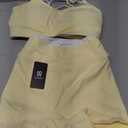 SUUKSESS Women 2 Pieces Workout Sets Padded Spaghetti Straps Camis High Waist Biker Shorts (Yellow,XS)