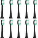 Everystep Replacement Toothbrush Heads 10 Pack for AquaSonic Black Series for Vibe Series Black Series pro, and for Duo Series pro Electric Toothbrush,Balck