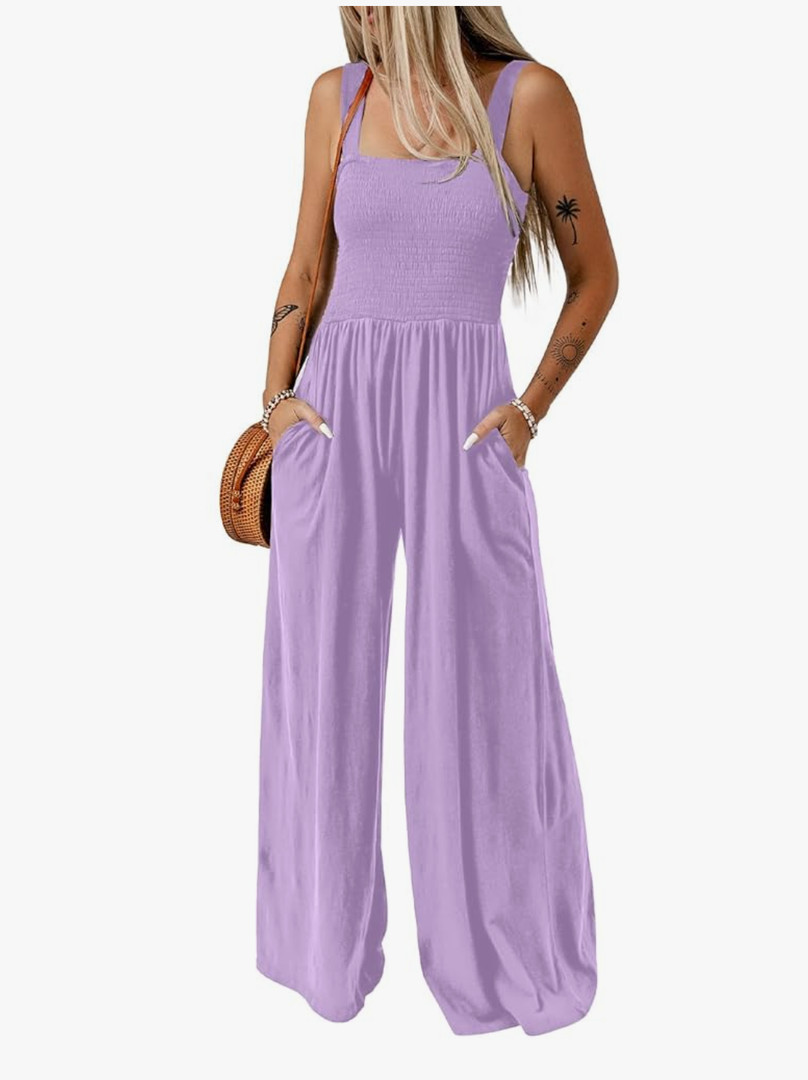 Dokotoo Women's Casual Loose Overalls Jumpsuits One Piece Sleeveless Wide Leg Long Pant Rompers With Pockets Size XS