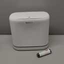 funest Bathroom Trash Can, 3.3 Gallon Slim Trash Can with Lid, Adsorption Garbage Can with Press-Top Lid, Small White Narrow Plastic Trash Bin for Bathroom, Office, Bedroom, Living Room