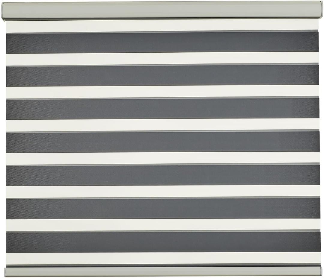 Persilux Zebra Blinds for Windows, Cordless Roller Blinds (50" W x 72" H, White) Light Filtering Sheer Window Treatments, Light Control for Day and Night, Room Darkening Roller Shades for Windows