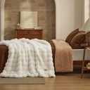 Bedsure GentleSoft Fluffy Faux Fur Throw Blanket for Couch, Soft Fuzzy Fleece Blankets & Throws, Cream Bed Decor Cozy Gifts for Women Teen Girls, Minky Thick Warm Plush Gifts for Birthday, Anniversary