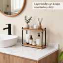Mkono Bathroom Counter Organizer, 2 Tier Wooden Shelf for Vanity Countertop Skincare Makeup, Rustic Bathroom Decor Storage and Organization for Kitchen, Coffee Bar, Office, Light Brown