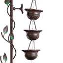 Alpine Corporation MAZ254 Outdoor Floor Tiered Vintage Water Fountain w/ 6 Hanging Cups, Soothing Tier Waterfall, 38", Bronze