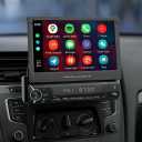 Power Acoustik CA1-77W | 7 Inch Flip Out Car Stereo with Wireless Apple CarPlay & Android Auto, Single DIN Touchscreen Bluetooth Car Radio, Backup Camera Support, USB/SD, AM/FM, Hands-Free Calling