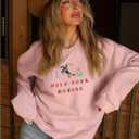 MAPICK Womens Oversized Christian Sweatshirts Fleece Crewneck Sweaters Embroidered GOD IS GOOD Casual Pullover Tops (M)