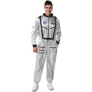 Spooktacular Creations Halloween Astronaut Costume Men, Silver Space Suit Spaceman Jumpsuit Pilot Outfit for Cosplay Parties, Medium