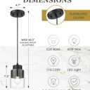 Black Pendant Lights Kitchen Island, Dual Shade Hanging Lights Fixtures with Metal and Clear Glass, Modern Kitchen Pendant Lighting Over Island for Dining Room, AD-24022-1P-BK