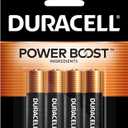 Duracell Coppertop AA Batteries with Power Boost Ingredients, 4 Count Pack Double A Battery with Long-lasting Power, Alkaline AA Battery for Household and Office Devices