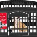 IRIS USA Dog Playpen with Door, 24 4 Panel Pet Exercise Pen Indoor Outdoor Puppy Play Pen, Portable Plastic Pet Fence for Small Medium Dogs, Foldable 35 x 35 x 24, Black