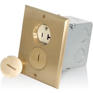 Leviton 25349-FBA 20-Amp, 125-Volt, Floor Mounting Duplex Receptacle, Straight Blade, Commercial Grade, Self Grounding, Ivory