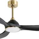 52 Inch Quiet DC Motor 6 Speed High CFM Ceiling Fan with Lights Remote Control, 3 Blade Black Gold Indoor Bedroom Modern Ceiling Fan