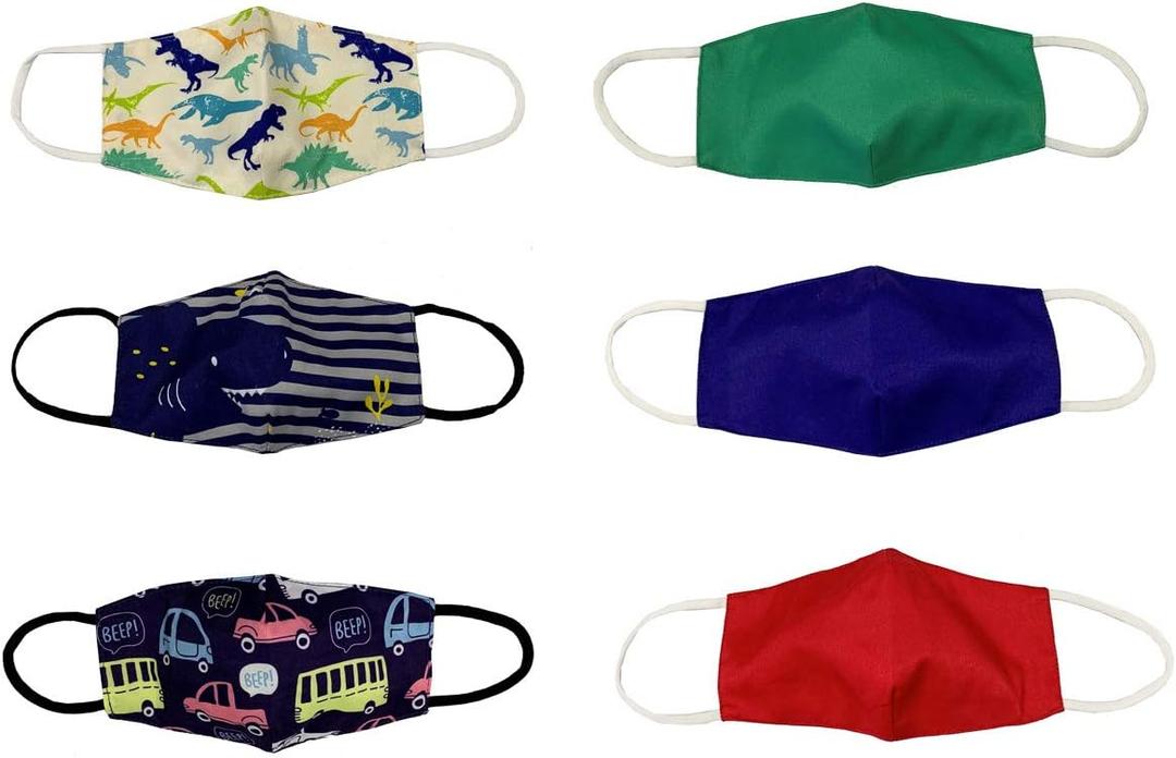 Orly (6 Pack) 100% Cotton Kids Reusable Face Masks for Kids Washable Protection (Multicolor)