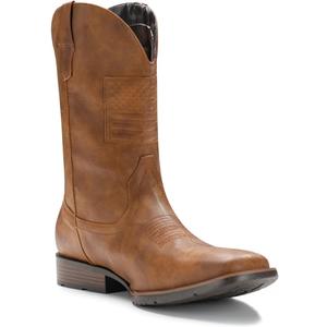 IUV Cowboy Boots For Men Wide Western Boot Traditional American Flag Retro Square Toe Country Work Boots (10, Brown)