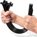 Black Cable Ties Heavy Duty 100 Pack, 400mm x 7.6mm Strong Large Zip Ties | Plastic Long Thick Cable Ties with 70kg Tensile Strength, UV-Resistant Wire Ties Wraps for Outdoor Awnings Pipes Plant Fence