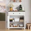 Semiocthome Farmhouse Sideboard Buffet Cabinet with Storage and Adjustable Shelf, Accent Table with Barn Door, Storage Cabinet for Kitchen, Dining Room, Bathroom, Entryway - White