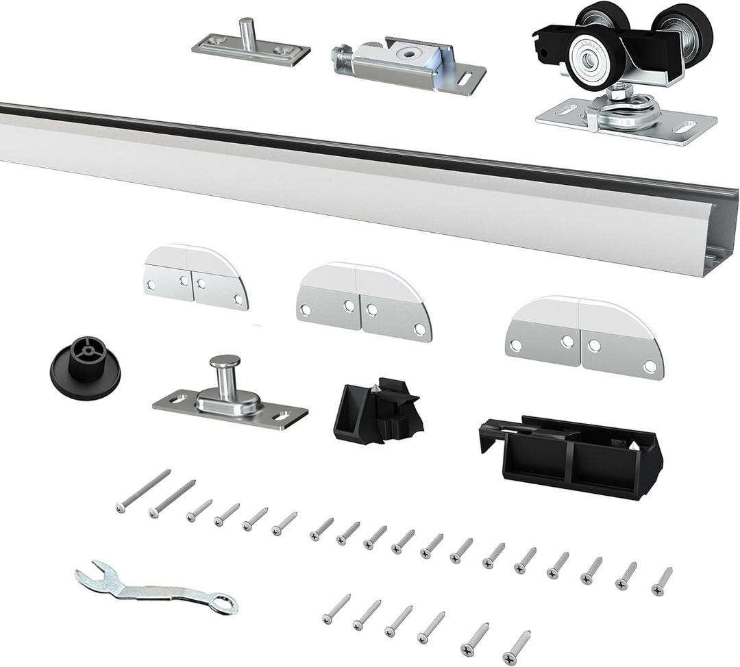 28" Bifold Door Hardware Kit for 2 Doors,Aluminum Sliding Barn Door Hardware Top Mounted for Bathroom, Bedroom, Storeroom, Living Room