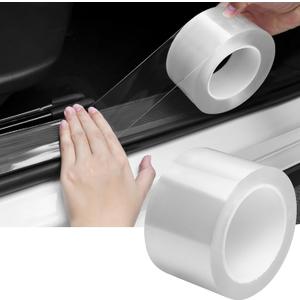 DGSL Car Door Edge Guards Door Sill Protector, 2.7In x 33Ft 5D Carbon Fiber Car Wrap Film, Vinyl Automotive Wrap Film Anti-Collision Fits for Most Vehicles (Transparent)