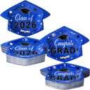 Havawish 100 Pcs Graduation Cap Paper Plates Disposable 2026 Graduation Party Plates 9.8 x 6.7 inch Congrats Grad Paper Decorative for Cocktail Party Favors Supplies, Serve 100(Blue)