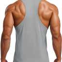 MAGCOMSEN Mens UPF 80+ Tank Tops Y Back Quick Dry Gym Workout Running Athletic Fitness Muscle Sleeveless Summer Shirts (Gray, M)