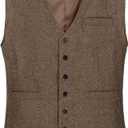Kids 1920s Costume for Boys Vest Hat Pocket Watch Accessories Set Party Cosplay 10-11 Years Dark Brown