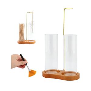 2 in 1 Incense Holder for Sticks with Glass Ash Catcher, Incense Sticks Organizer Anti-Ash Flying Inscents Stick Holder for Yoga Spa Meditation Home Decor(Color:Wood)