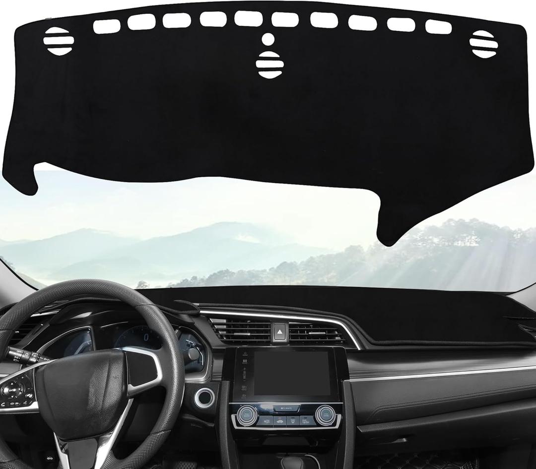 Dash Cover Custom Fit for 2017-2025 2026 Chrysler Pacifica Minivan Advanced Sun Glare Reducer UV Protection Dashboard Cover Mat Premium Black Flannel Dash Mat Non-Slip Easy Install