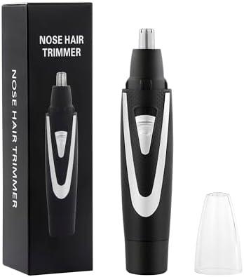 Ear and Nose Hair Trimmer Clippers: 2026 Professional Painless Eyebrow & Facial Hair Trimmers Remover for Men Women, Battery-Operated Nasal Clipper, Dual Edge Waterproof Blades for Easy Clean, Black