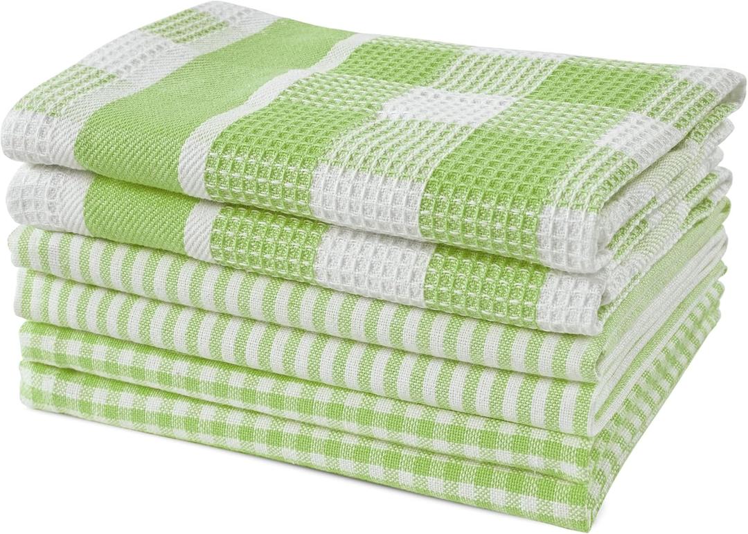 LANE LINEN Premium Cotton Kitchen Dish Towels - Pack of 6 Soft Absorbent Dish Cloths, Multi Purpose Cleaning Cloths, 12"x12", Reusable Kitchen Rags - Sage Green