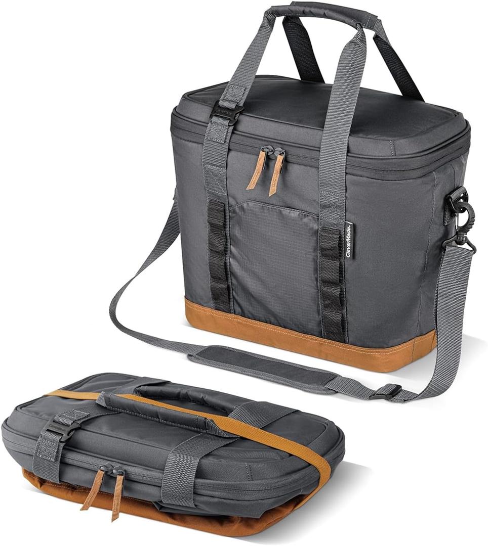 CleverMade Collapsible Insulated Cooler Bag  Leakproof Soft Cooler for Beach, Travel, Car  Bottle Opener (30 Can, Charcoal Gray)