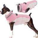 Lelepet Dog Coat Warm Dog Winter Coat Waterproof Dogs Jacket with Harness Built in Reflective Pet Fleece Vest Zip-Up Cold Weather Coats for Large Dogs Turtleneck & Windproof Coats Boxer Pink XL