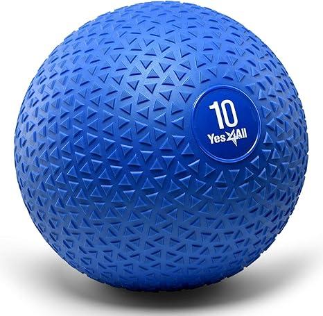 Yes4All Slam Balls, 10lb Weighted Ball Weight, Durable PVC Sand Filled Workout Dynamic Slam Ball for Core Strengthen (Blue)