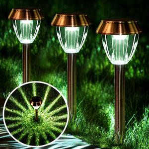 Solar Pathway Lights Outdoor Waterproof, 6 Pack Solar Outdoor Lights Bright Up to 12 Hrs, 15 Lumens Garden Light LED Landscape Lighting Stainless Steel Walkway Light, Cold White