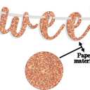 2 x Sweet Little Pumpkin Banner, Fall Theme Little Pumpkin Bunting Sign for Baby Shower Kids' Birthday Thanksgiving Party Decorations Supplies, Rose Gold Glitter