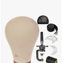 PWEOUKE 22 Inch Canvas Wig Head with Stand for Wigs ,1422 Inch Height Adjustable Wig Stand Tripod with Canvas Block Wig Head,Manikin Head Block Set for Cosmetology with Wig Stand and Storage Bag