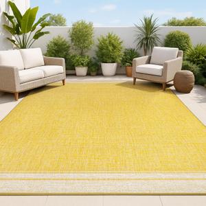 JONATHAN Y Mingled Solid Indoor Outdoor Area Rug 5X8 Yellow/Cream, Alda Modern Minimalist for Backyard, Patio, Porch, Easy-Cleaning, High Traffic, Pet-Friendly, Non-Shedding (TSN213C-5)