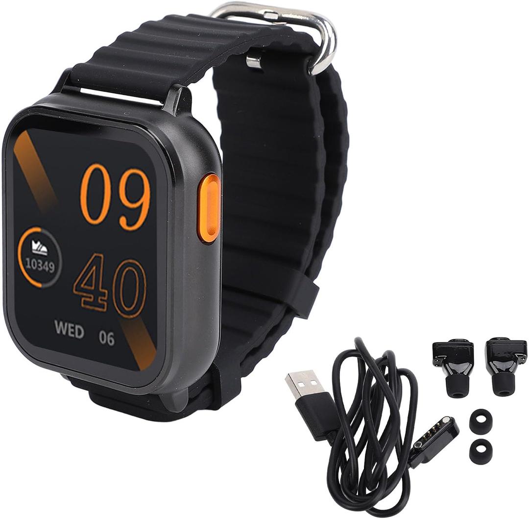 Watch, Smart Watch with Earbuds, NFC 2 in 1 Fitness Smartwatch, Multi Sports Modes, HD Touchscreen, Suitable for (Black)