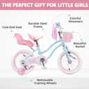 Glerc Petal Girls Bike, 16 Inch Kids Bike for Ages 2-9 Years Old Children, Princess Style Kids Bicycle with Training Wheels & Basket & Streamers, Multiple Colors, 16 Inch