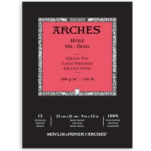 Arches Huile Oil Pad, Cold Pressed, 140lb/300gsm, 12 Sheet, 9x12 inch, Arches Oil Paper 100% Cotton