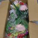 Dolicer 2 Sets Artificial Cemetery Flowers for Grave, Realistic Grave Flowers Memorial Flower UV Resistant Silk Rose Lily Flower with Vase for Cemetery Decorations (Colorful)