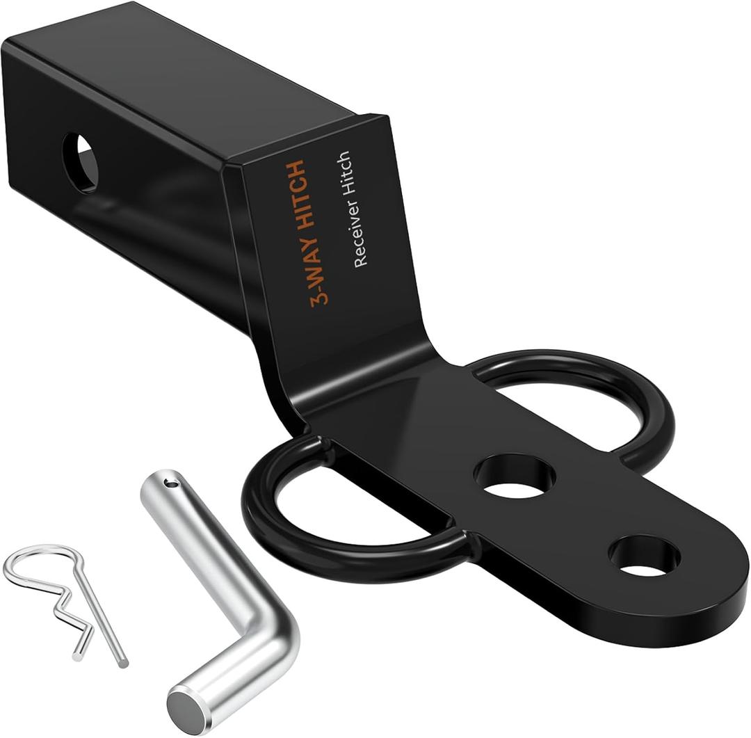 ATV/UTV 3-Way Hitch Adapter, 2-Inch, 3-Way Trailer Hitch Adapter Receivers with Pin for ATV/UTV,Heavy-Duty Hitch Attachment fits 2" Receiver Hitch
