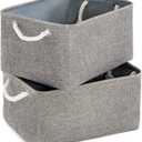 TheWarmHome Large Storage Bins Basket, 2 Pack Grey Fabric Storage Cubes for Changing Table Nursery Livingroom Kidsroom Playroom Toy, Collapsible Storage Baskets for organizing Shelves Closet (2PCS/Large - 15.7Lx11.8Wx8.3H)