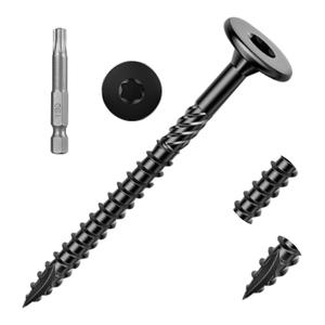 30 PCS #14 x 3 Inch Lag Screws Structural Wood Screws 3 inch, Black Coated Rust Resistant Heavy Duty Construction Screw Star Drive with Bit