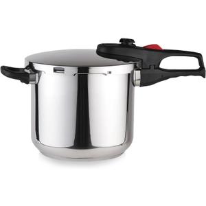 MAGEFESA Practika Plus 6.3-Quart Pressure Cooker  18/10 Stainless Steel, Induction Compatible, 5-Layer Heat Diffuser Bottom, 5 Safety Systems, Even Heat Distribution