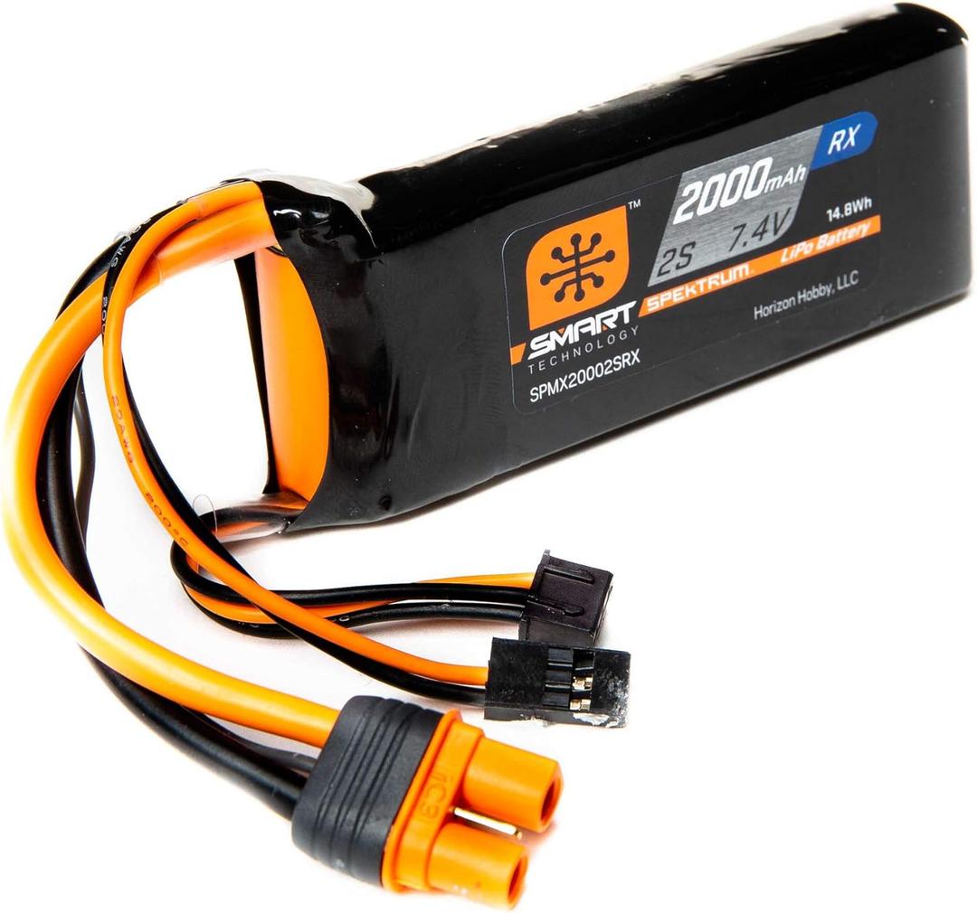 Spektrum 7.4V 2000mAh 2S 15C Smart LiPo Receiver Battery: Universal Receiver, IC3, SPMX20002SRX