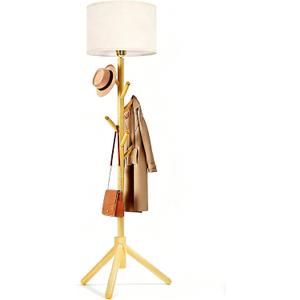 Floor Lamp with Coat Rack, 2-in-1 Entryway Tall Lamp 3 Color Dimmable 78.8" Standing Lamps with 6 Hooks & Sturdy Triangular Base for Living Room Corner, Bedroom, Small Apartments & Foyers